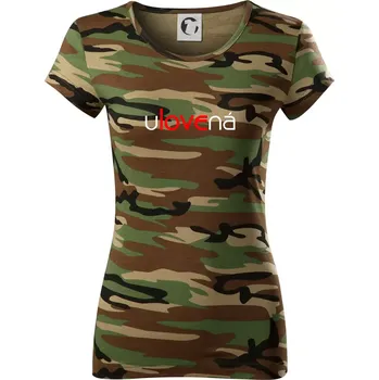 Dámské tričko Ulovená a ulovený - Dámské maskáčové triko - M ( Hnědý maskáč )