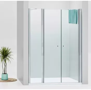 Sprchové dveře BETA LINE Chrom 140 Čiré Sprchové dveře dvoukřídlé s pevnou stěnou v rovině (80+60)