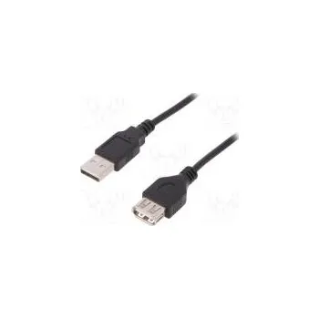 Elektrická zásuvka Kabel USB 2.0 USB A zásuvka, USB A vidlice niklovaný 3m černá