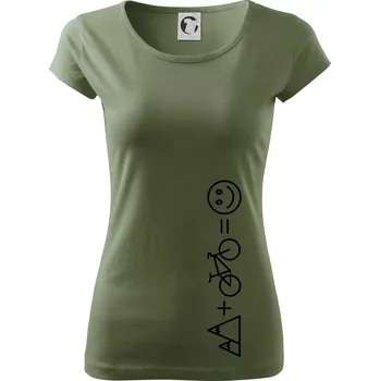 Dámské tričko Hory kolo úsměv - Dámské triko Pure - XS ( Khaki )