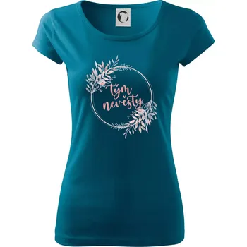 Tým nevěsty květinový kruh růžový - Dámské triko Pure - 3XL ( Petrolejová )