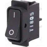 ROCKER DPST pol 2 OFF-ON 16A/250VAC černá IP40 není 100mΩ