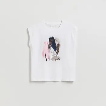 Dámské tričko Reserved - Halenka s&nbsp;potiskem - bílá - 576GA-00X - 576GA-00X-XL