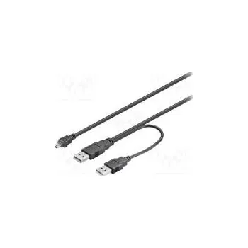 Datový kabel Kabel USB 2.0 USB A vidlice x2,USB B mini vidlice 600mm