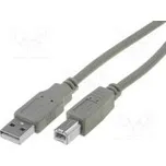 Kabel USB 2.0 USB A vidlice, USB B vidlice niklovaný 5m šedá