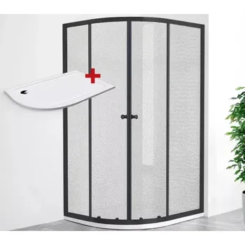 POINT AS BLACK ROCKY 100x80 Grape Pravý Asymetrický sprchový kout s mramorovou vaničkou