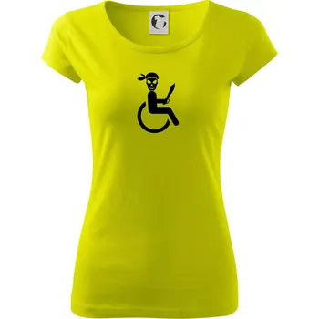 Dámské tričko Pirát vozíčkář - Dámské triko Pure - S ( Limetková )