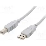 Kabel USB 2.0 USB A vidlice, USB B vidlice 2m světle šedá