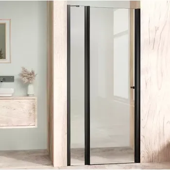 Sprchové dveře ALFA LINE Black 135 Čiré Sprchové dveře jednokřídlé s pevnou stěnou v rovině (85+50)