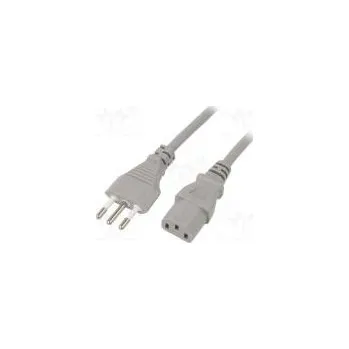 Napájecí kabel Kabel zástrčka CEI 23-50 (L),IEC C13 zásuvka PVC 3m šedá