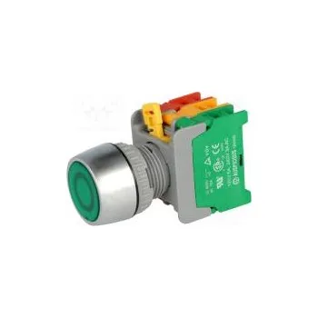 vypínač Přepínač tlačítkový 2 polohy NC + NO 3A/230VAC 22mm zelená