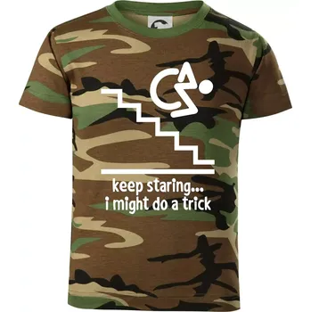 Keep staring i might do a trick - Dětské maskáčové triko - 134 cm/8 let ( Hnědý maskáč )