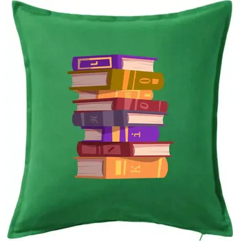 Polštář Knihomol stojící knihy - Polštář 50x50 - 50x50 - Pouze potah ( Středně zelená )