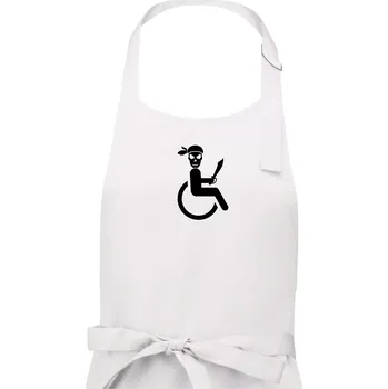 Kuchyňská zástěra Pirát vozíčkář - Dámská zástěra na vaření - Univerzální velikost ( Bílá )