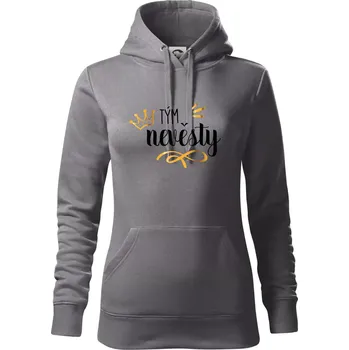 Dámská mikina Tým nevěsty princezna - zlatý potisk - Mikina dámská Cape s kapucí - 2XL ( Ocelově šedá )