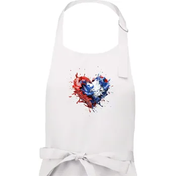 Kuchyňská zástěra Srdce rozprsknuté - České barvy - Pánská zástěra na vaření - Univerzální velikost ( Bílá )