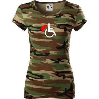 Dámské tričko Super vozíčkář - Dámské maskáčové triko - XL ( Hnědý maskáč )