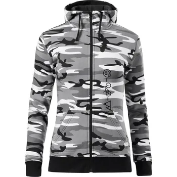 Dámská mikina Hory kolo úsměv - Dámská mikina trendy zipper s kapucí - M ( Šedý maskáč )