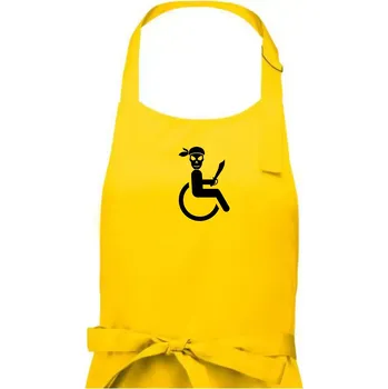 Kuchyňská zástěra Pirát vozíčkář - Dámská zástěra na vaření - Univerzální velikost ( Žlutá )