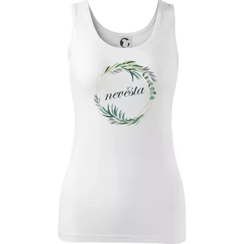 Dámské tričko Nevěsta květinový kruh zelený - Dámské tílko - XS ( Bílá )