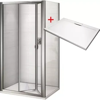 WRITE HARD 100x80 Sprchový kout se zalamovacími dveřmi a mramorovou vaničkou