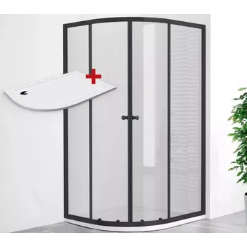 POINT AS BLACK ROCKY 100x80 Clear Pravý Asymetrický sprchový kout s mramorovou vaničkou