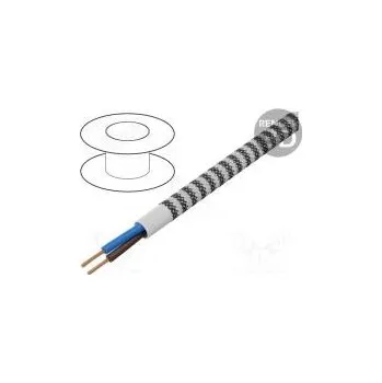 elektrický kabel Vodič H03VV-F,OMY kulatý lanko Cu 2x0,75mm2 textilní 50m