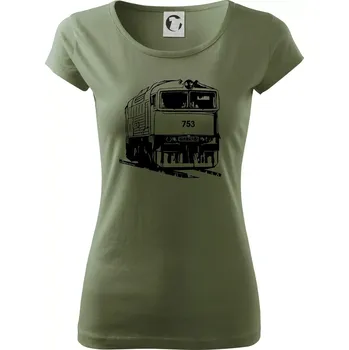 Dámské tričko Vlak 753 - Dámské triko Pure - M ( Khaki )