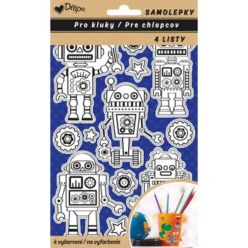 samolepka Samolepky k vybarvení, 4 listy - Pro kluky