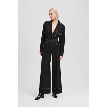 Dámské kalhoty KALHOTY KARL LAGERFELD CONTRAST STITCH PANTS BLACK