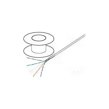 Síťový kabel Vodič F/UTP 5e drát CCA 4x2x24AWG PVC šedá 100m Økab 5,7mm