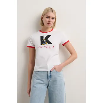 Dámské tričko TRIČKO KARL LAGERFELD KL X DISNEY PETITE T-SHIRT WHITE