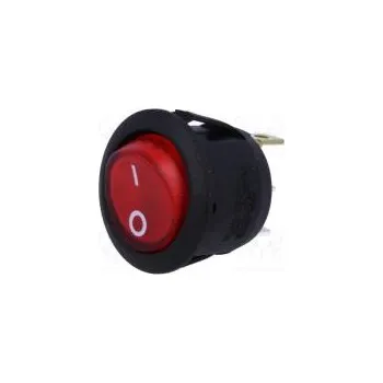 vypínač ROCKER SPST pol 2 OFF-(ON) 10A/250VAC červená doutnavka 230V