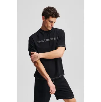 Pánské tričko TRIČKO KARL LAGERFELD T-SHIRT W/ CONTRAST STITCHING BLACK
