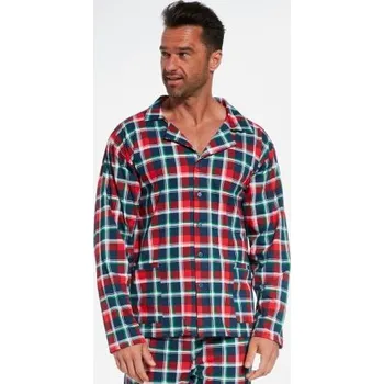 Pánské pyžamo Pánské pyžamo Cornette Jimmie - propínací z bavlny Tmavě modrá-červená M