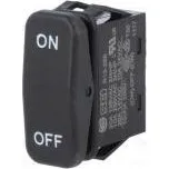 ROCKER SP3T pol 3 (ON)-OFF-(ON) 10A/250VAC černá není 50mΩ