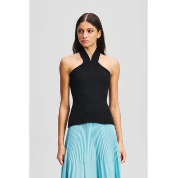 Dámský svetr SVETR KARL LAGERFELD HALTERNECK KNIT TANK BLACK