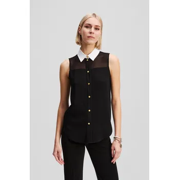Dámská košile HALENKA KARL LAGERFELD POPLIN COLLAR SLVLS BLOUSE BLACK