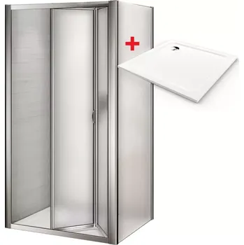 WRITE ROCKY 90x90 Grape Sprchový kout se zalamovacími dveřmi a mramorovou vaničkou