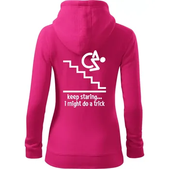 Dámská mikina Keep staring i might do a trick - Dámská mikina trendy zipper s kapucí - 2XL ( Purpurová )