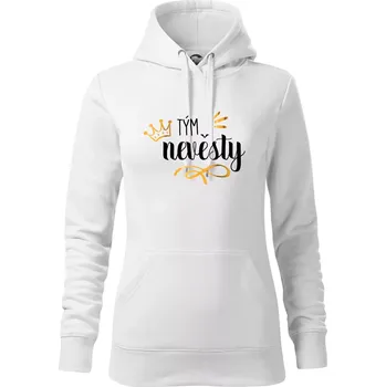 Dámská mikina Tým nevěsty princezna - zlatý potisk - Mikina dámská Cape s kapucí - S ( Bílá )