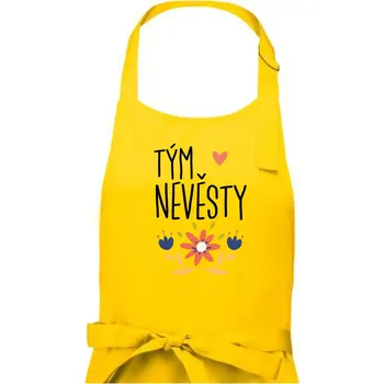 Kuchyňská zástěra Tým nevěsty folklór - Dámská zástěra na vaření - Univerzální velikost ( Žlutá )
