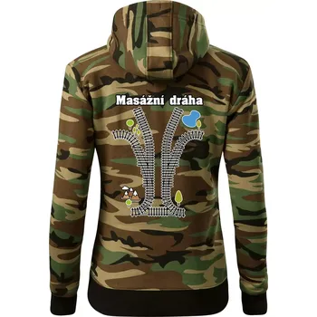 Dámská mikina Masážní dráha - Dámská mikina trendy zipper s kapucí - XS ( Hnědý maskáč )
