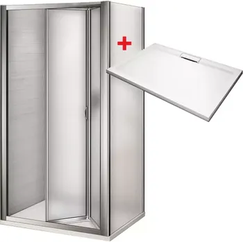 WRITE HARD 90x80 Grape Sprchový kout se zalamovacími dveřmi a mramorovou vaničkou