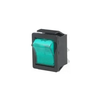vypínač ROCKER DPST pol 2 OFF-ON 16A/250VAC zelená doutnavka 250V