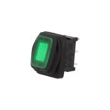 vypínač ROCKER SPST pol 2 OFF-ON 16A/250VAC zelená IP65 50mΩ UL94V-2