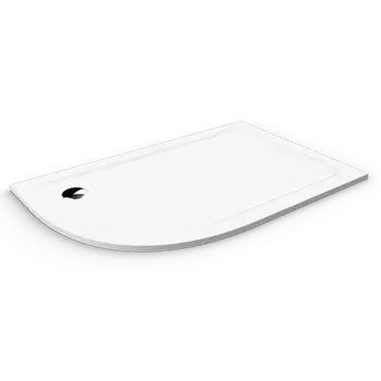 Sprchová vanička WellMall ROCKY 90x80x3 čtvrtkruhová mramorová vanička pravá bílá