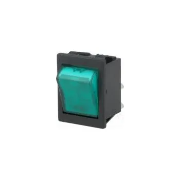 vypínač ROCKER DPST pol 2 OFF-ON 16A/250VAC zelená doutnavka 250V