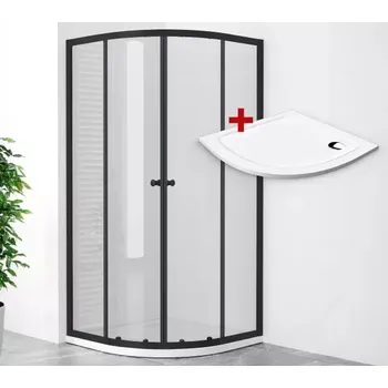 POINT BLACK ROCKY 80 Clear Čtvrtkruhový sprchový kout s mramorovou vaničkou