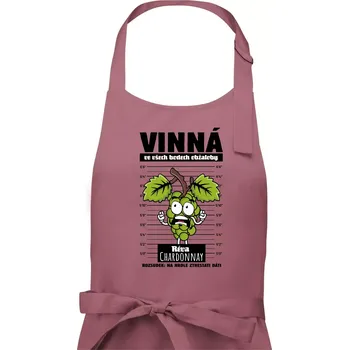Kuchyňská zástěra Vinná réva odsouzena Chardonnay - Dámská zástěra na vaření - Univerzální velikost ( Starorůžová )